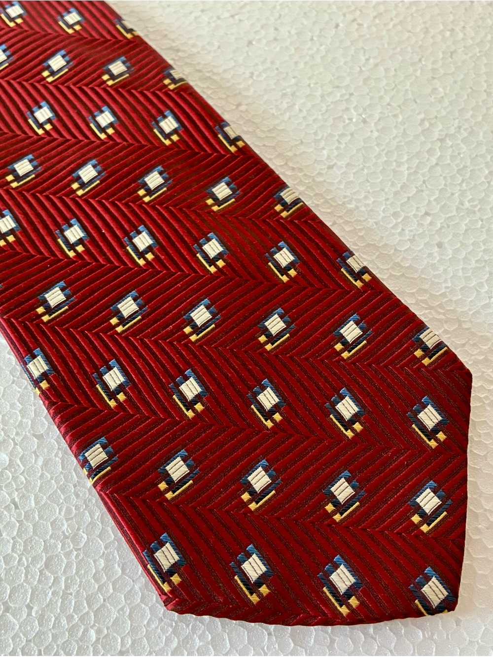 Nob Hill XL 100% Silk Tie, Made in Italy Burgundy Red